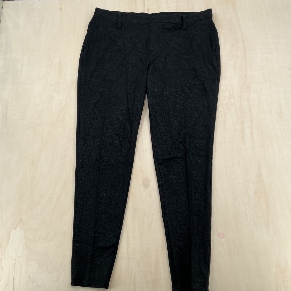 Faded Glory Coated Skinny Trousers Women XL 16-18 Black Pebbled Texture Edgy